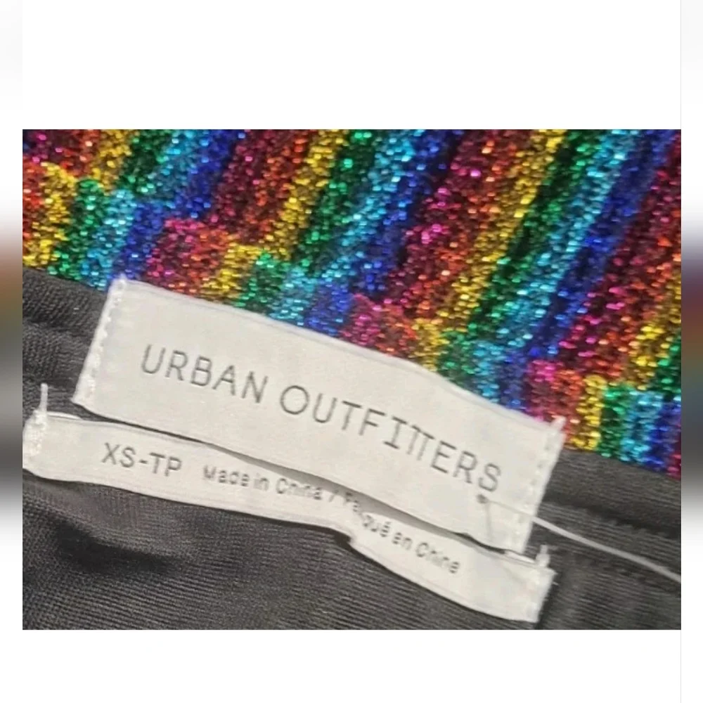 Urban Outfitters Ecote Sparkly Stripe Midi Skirt Size XSmall Rainbow Colors NWT